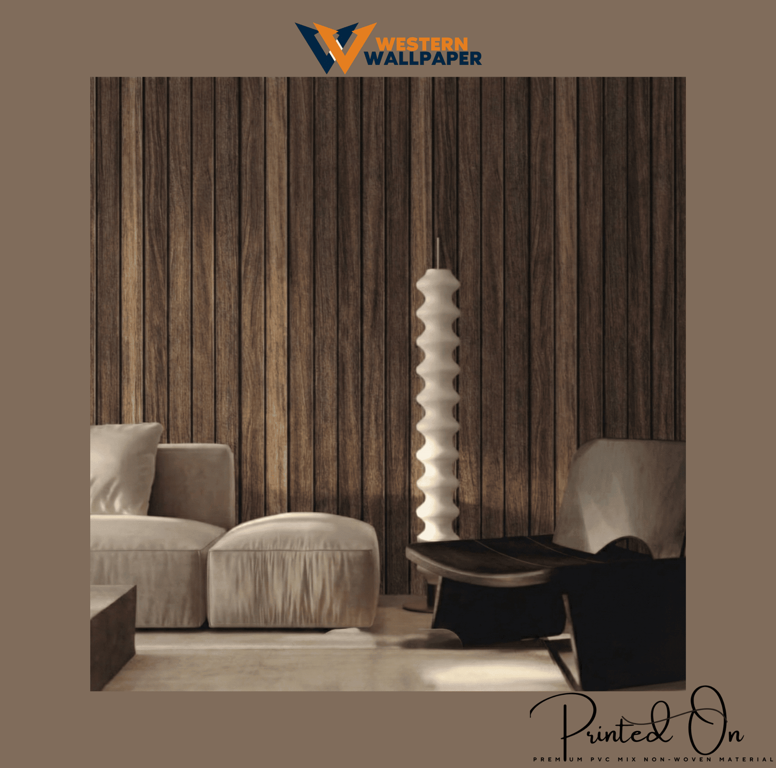 VERTICAL LINEAR SLAT WALLPAPER IN CHARCOAL OAK