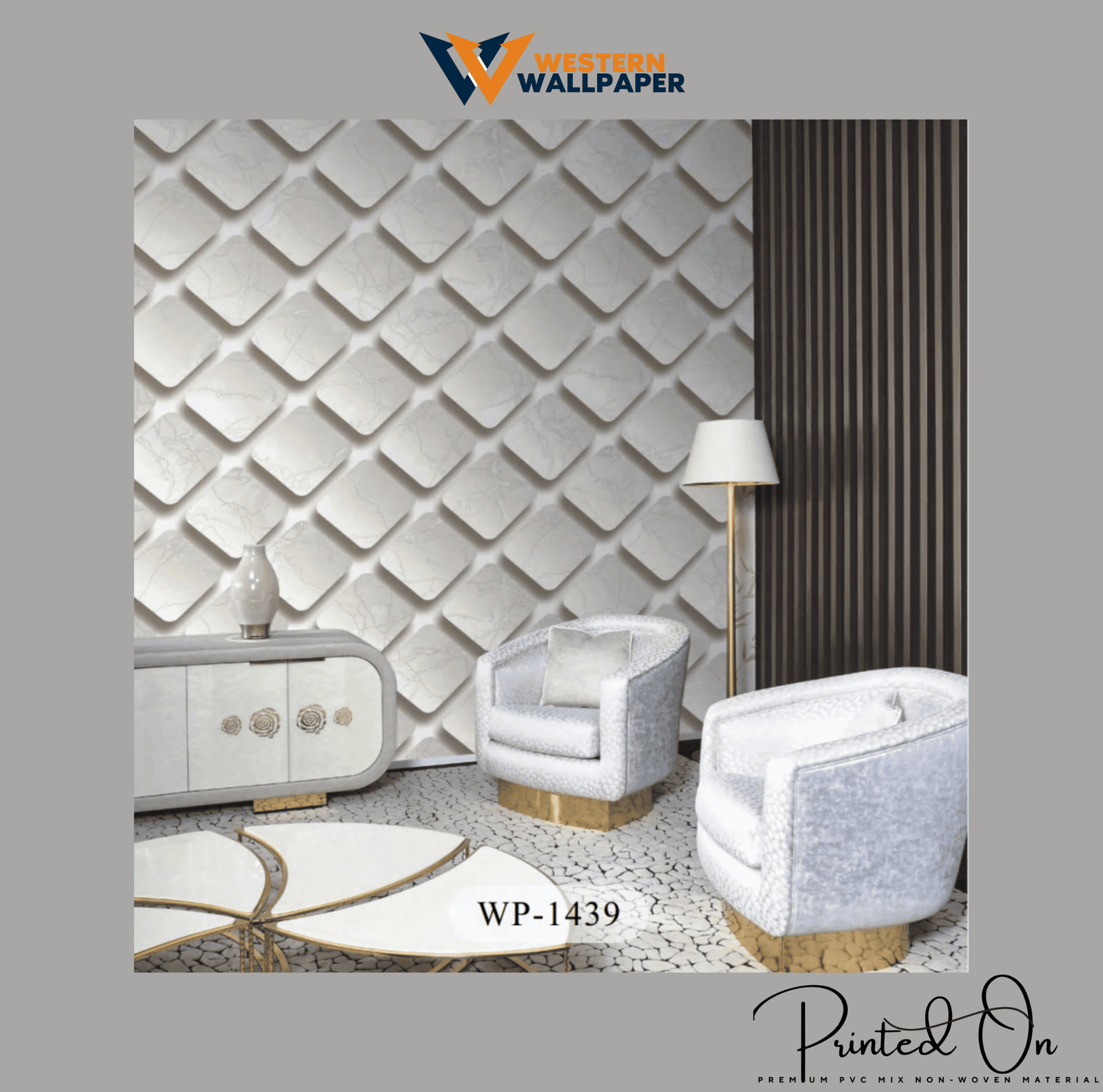 GEOMETRIC CUSHION MARBLE WALLPAPER IN PEARL WHITE