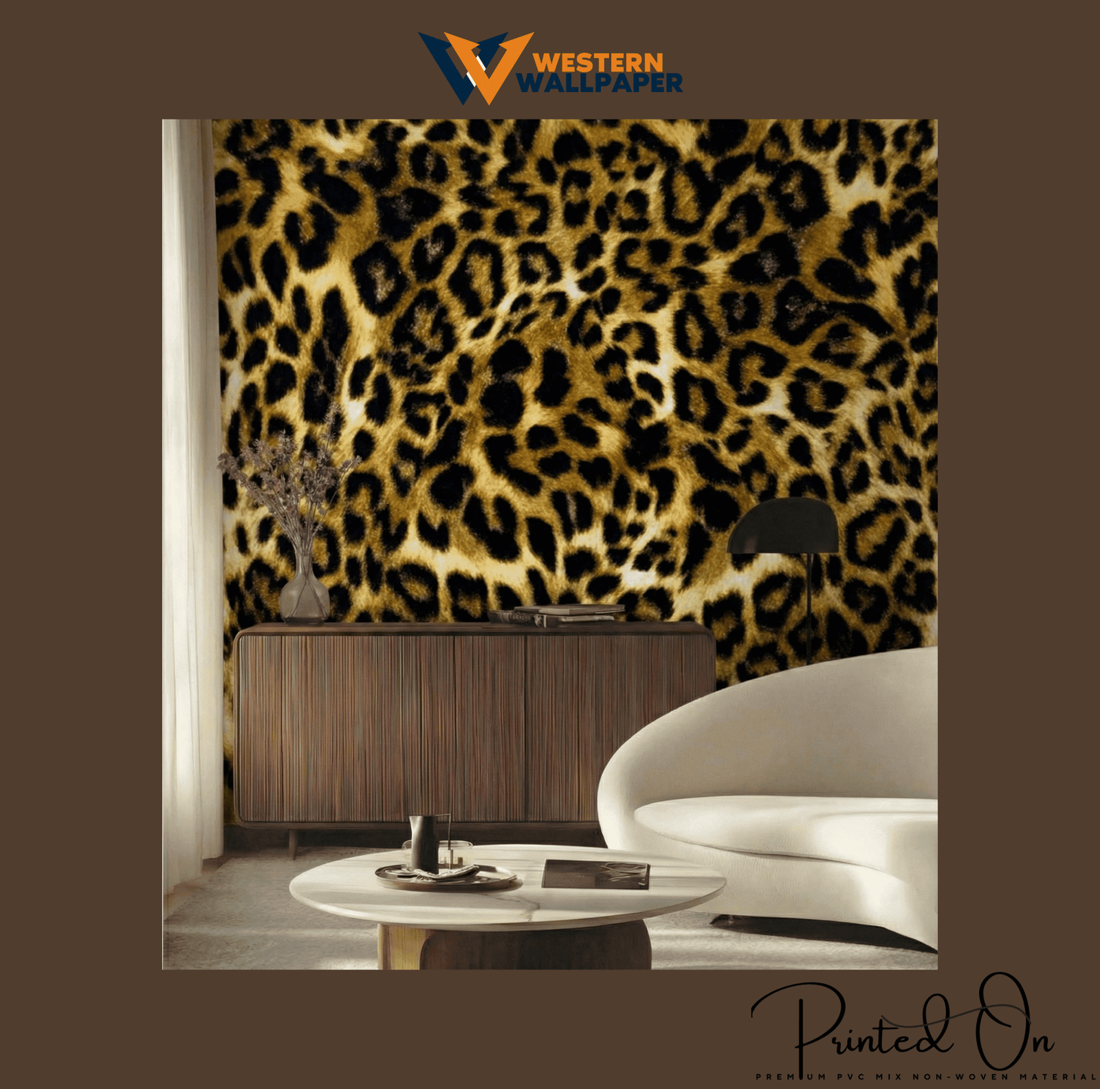 EXOTIC LEOPARD PRINT WALLPAPER IN AMBER GOLD
