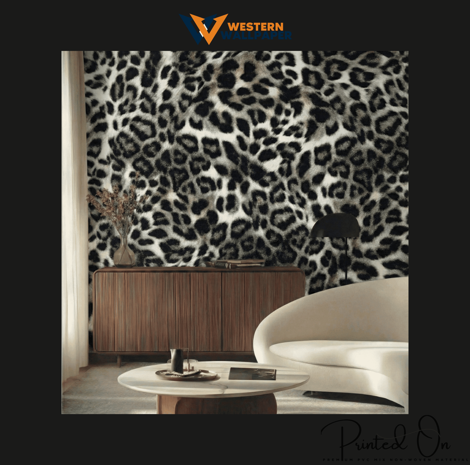 EXOTIC LEOPARD PRINT WALLPAPER IN ONYX GREY